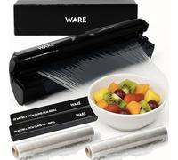 WARE Cling Film Dispenser + 2 Free 50m Rolls l Professional Quality | German-Engineered, PVC-Free l Eco Safe Cutting l Reduces Food and Plastic Waste