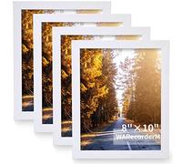 WARecorderM 8x10 Picture Frames Set of 4 - High Definition Glass New Patten Frame - Wall Mounting Frame Horizontal Vertical Format, White