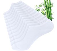 Wareet Bamboo No Show Socks for Men Women 6 Pairs Non Slip Invisible Trainer Socks Moisture Wicking Low Cut Boat Socks (UK, Numeric, 9, 12, Regular, Regular, 6 Pairs White)