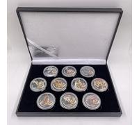 Warefinds Ltd Jurassic Dinosaur Coin Set | Box Set of 10 Coins | T-Rex Dinosaur & Others | Silver Plated Coins