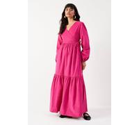 Warehouse Baby Cord Wrap Midi Smock Dress In Hot Pink hot pink 8