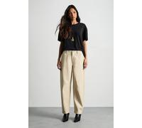 Warehouse Barrel Leg Faux Leather Trouser In Cream cream