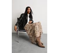 Warehouse Burnout Chiffon Printed Midaxi Skirt In Brown brown 8