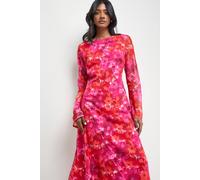 Warehouse Burnout Floral Chiffon Slash Neck Bias Midi Dress In Pink pink 18