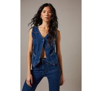 Warehouse Button Front Denim Waistcoat Co-Ord In Dark Wash dark wash 8