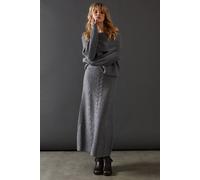 Warehouse Cable Front Knitted Maxi Skirt In Grey Marl grey marl S