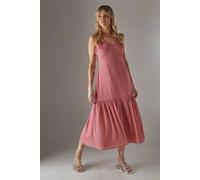 Warehouse Check Organza High Apex Strappy Midi Dress In Pink pink 12