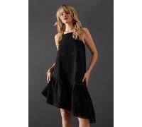 Warehouse Check Organza High Neck Asymmetric Smock Dress In Black black 8
