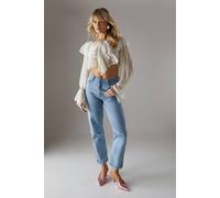 Warehouse Chiffon Double Ruffle Boho Blouse In Ivory ivory 8