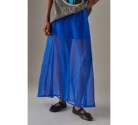 Warehouse Chiffon High Waisted Short Lining Maxi Skirt In Electric Blue electric blue 16