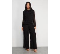 Warehouse Women's Chiffon Mid Rise Palazzo Leg Trouser in Black | Size: 8 Warehouse Black 8