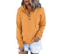 Warehouse Clearance Bargains Sale Sweatshirts for Women UK Clearance Casual Button Down Long Sleeve Hoodies With Pocket Solid Color V-Neck Hood Pullover Tops Ladies Recent Orders Placed By Me