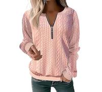 Warehouse Clearance Bargains Sale Winter Sweatshirt Women Autumn And Winter Fashion Women's Long Sleeve With Half Zipper Solid Color Ladies Hoodless of The Day (Red, S)