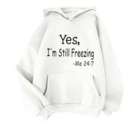 Warehouse Clearance Bargains Sale Winter Sweatshirt Women Women's Print Long Sleeved Sweatshirt Blouse Pullover Solid Color Hooded Funny Ladies 1 Pound Items for Girls (White, L)