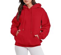 warehouse clearance essential hoodie cropped hoodie Women's Solid Color Zipperless Long Sleeved Pullover Hooded prime account same day delivery items Red