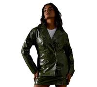 Warehouse Women's Croc Waist Detail Faux Leather Jacket in Green Olive | Size: 8 Warehouse Green Olive 8