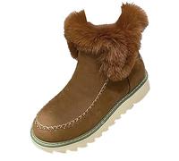warehouse deals clearance Ladies Winter Boots Snow Boots Side Zipper Waterproof Boots Warm Fur Lined Combat Boot Casual Non Slip Walking Boots Lightweight Low Heel wide fit ankle boots for women
