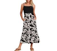 Warehouse Deals Clearance Maxi Dresses for Women UK with Pocket Fashion Floral Print Spaghetti Dress Elegant Square Neck Pleated Sundress Casual Womens Dressy Petite Summer Clothing