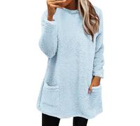 Warehouse Deals Clearance Oversized Sweatshirts for Women UK Womens Winter Coat Loose Wool Jacket Long Sleeved Jumper With Pockets Plus Size Track My Order Delivery (Blue, L)