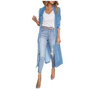 Warehouse Deals Clearance Returns Crochet Cardigans for Women Women's Long Velvet Cardigan Jacket Lapel Collar Open Front Vintage Maxi Duster Cardigan Items Blue