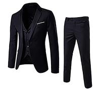 Warehouse Deals Clearance Returns Mens Suits 3 Pieces Blazer Trousers and Waistcoat Classic Formal Business Wedding Suits Male Slim Fit Checked Suit Waistcoat Pants Three Piece Suit Black