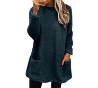 Warehouse Deals Clearance Returns Oversized Sweatshirts for Women UK Womens Winter Coat Loose Wool Jacket Long Sleeved Jumper With Pockets Plus Size Sales Clearance Black of Friday (Navy, M)