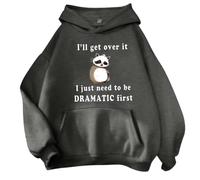 Warehouse Deals Clearance Returns Tunic Sweatshirt for Women UK Oversized Hoodie For Teen Girls Cute Animal Letter Graphic Drawstring Hooded Sweatshirts Prime Deals of The Day (Dark Gray, XL)