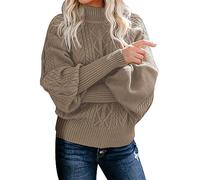 Warehouse Deals Clearance Returns Tunic Sweatshirt for Women Women's Winter New Mid Neck Loose Long Sleeve Knitted Solid Color Sweater Plus Size Sale Clearance 1P Black of Friday (Khaki, M)