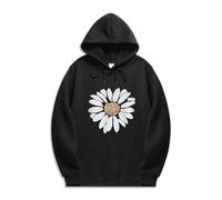 Warehouse Deals Clearance Sweatshirts for Women UK Oversized Lady's Autumn Hoodie Daisy Butterfly Print Drawstring Hoodie Fashion Plus Size Prime Deals Today 2024 (Black, L)