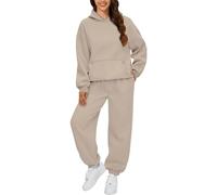 Warehouse Deals Clearance Tracksuit Womens Full Set With Pocket Winter 2 Piece Long Sleeve Loungewear Set Oversized Crew Neck Hoodie Wide Leg Trousers Overstock Sale Clearance