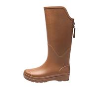 Warehouse Deals Clearance Waterproof Rain Booties Extra Comfortable Boots Rubber Boots Sturdy Grip Non-Slip Boots Textile Lined Non-Slip Waterproo rain Boots for Women UK Wellies Wellies Women Brown