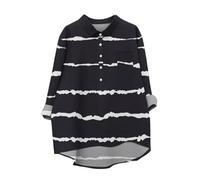 Warehouse Deals Today Women's Oversized Blouse UK 2025 Spring Casual Long Sleeve Button Up Collared Shirts Dressy Trendy Gradient Striped Geometric Printed Tops Ladies Comfy Loose Fit T-Shirt