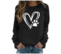 Warehouse Deals Today Women's Sweatshirts Funny Love Heart Dog Paw Print Pullover Tops UK Casual Long Sleeve Crewneck Sweater 2024 Fall Winter Fashion Solid Color Loose Fit Jumper Blouses