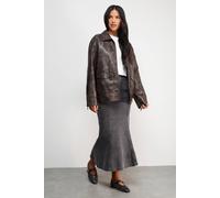 Warehouse Denim Fishtail Midi Skirt In Grey grey 6