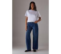 Warehouse Denim Low Rise Seam Detail Belted Wide Leg Jean In Mid Wash mid wash 10