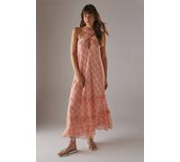 Warehouse Dobby Chiffon Frill Halter Tier Ruffle Maxi Dress multi 14