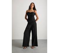 Warehouse Women's Extreme High Waisted Wide Leg Pleated Tailored Trousers in Black | Size: 6 Warehouse Black 6