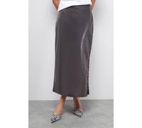 Warehouse Faux Leather Whipstitch Detail Midi Skirt In Chocolate chocolate 14