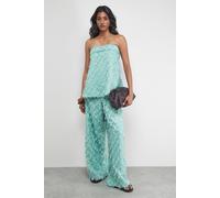 Warehouse Fluffy High Waisted Wide Leg Trouser In Pale Green pale green 8