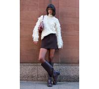 Warehouse Fringe Cross Back Cable Jumper In Cream cream S