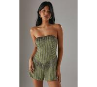Warehouse Hand Embellished Sequin Fringe Stud Bandeau Playsuit In Sage sage 12