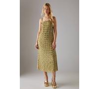 Warehouse Hand Embellished Sequin Grid Strappy Column Midi Dress In Sage sage 10