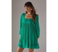 Warehouse Hand Embellished Sequin Square Neck Mini Dress In Green green 12