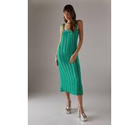 Warehouse Hand Embellished Sequin Square Neck Strappy Midi Dress In Green green 16