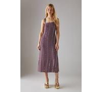 Warehouse Hand Embellished Sequin Square Neck Strappy Midi Dress In Mauve mauve 10