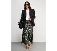 Warehouse Hcd Print Satin Bias Midi Skirt In Lime lime
