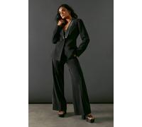 Warehouse Hotfix Side Panel Wide Leg Tailored Trouser In Black black 10