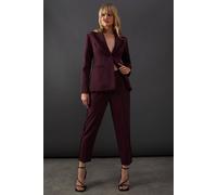 Warehouse Women's Lace Frill Trim Tailored Trouser in Dark Red | Size: 10
