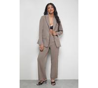 Warehouse Women's Lace Frill Trim Wide Leg Trouser in Mocha | Size: 10 Warehouse Mocha 10