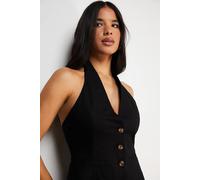 Warehouse Linen Halterneck Waistcoat Co Ord In Black black 10